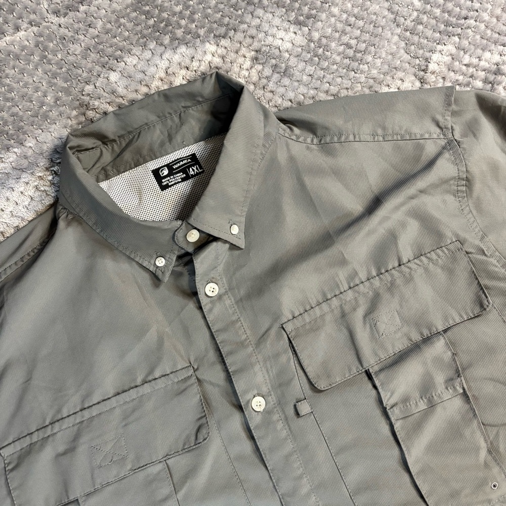 Men's Gray Casual Button Down Shirt PSG 4xl